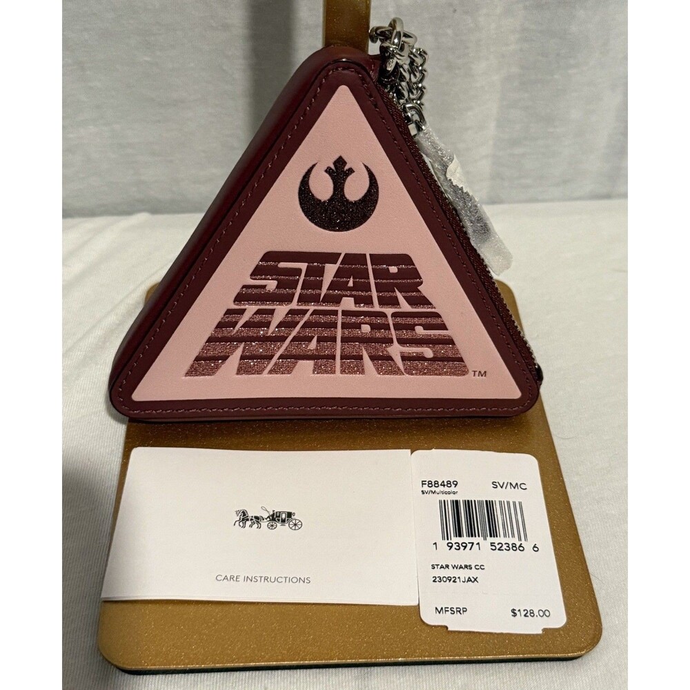 BRAND NEW NWT Coach X Star Wars Leather Coin Case Purse W/ Motif Burgandy 88489